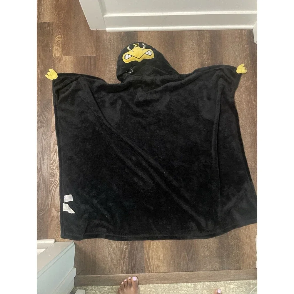 Kids Hooded Blanket Throw Polyester Black/Yellow 60x50 in